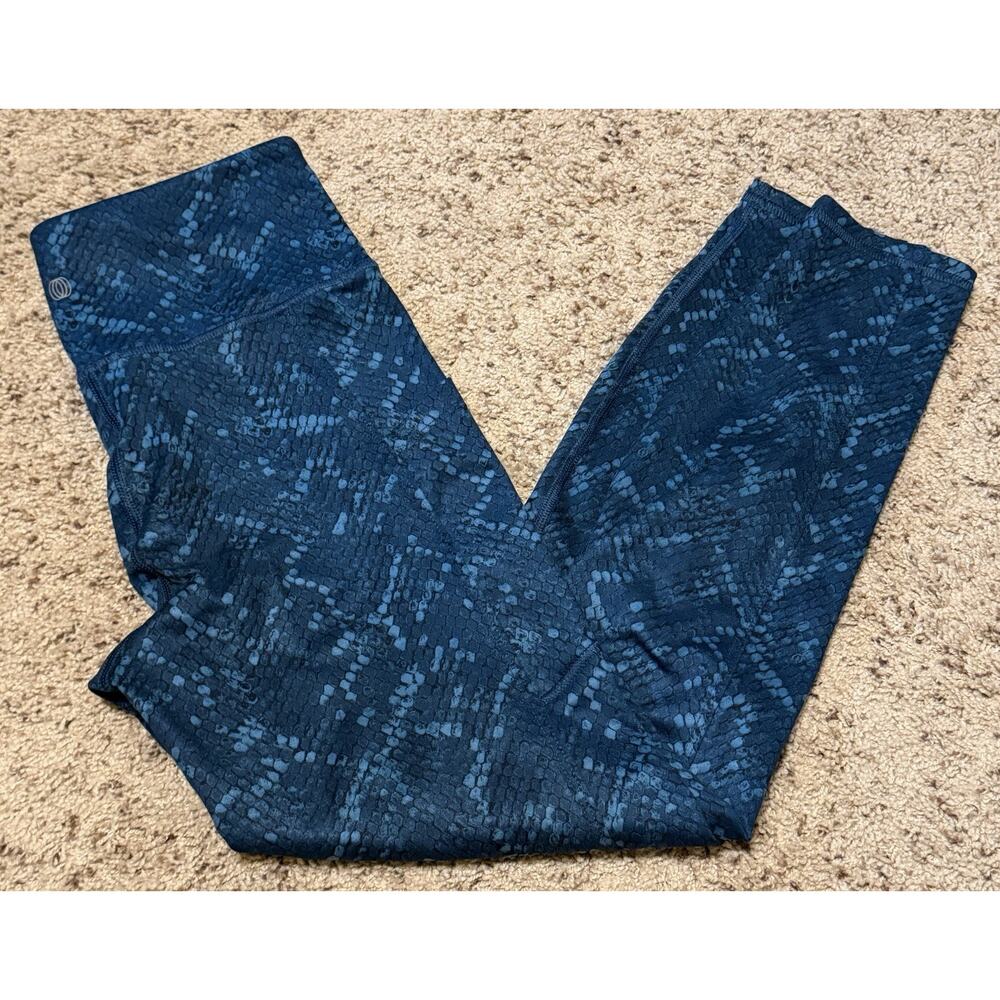 Balance Collection Women’s HR Leggings Pockets Color: Teal Snake Size: Medium